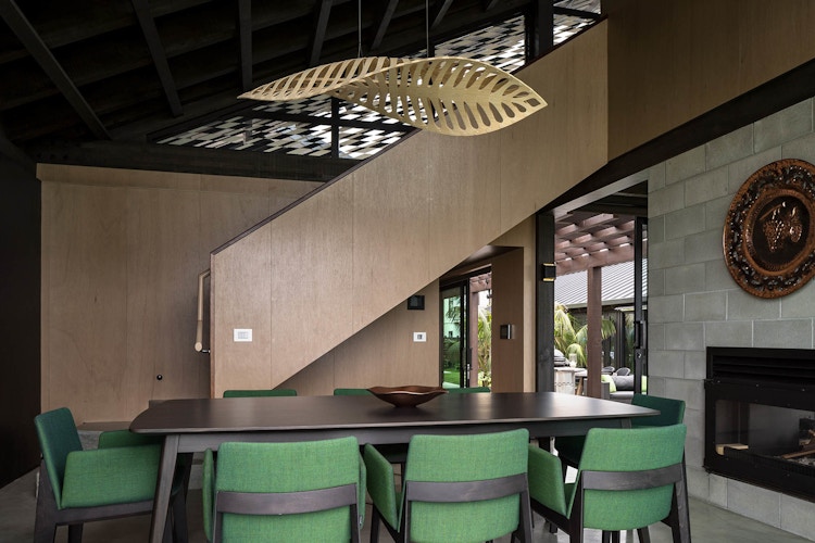 Ocean LAND David Truebridge Modern Home Design 0000 David Trubridge Navicula 1500 Feature Bamboo Over Dinning Table Sus