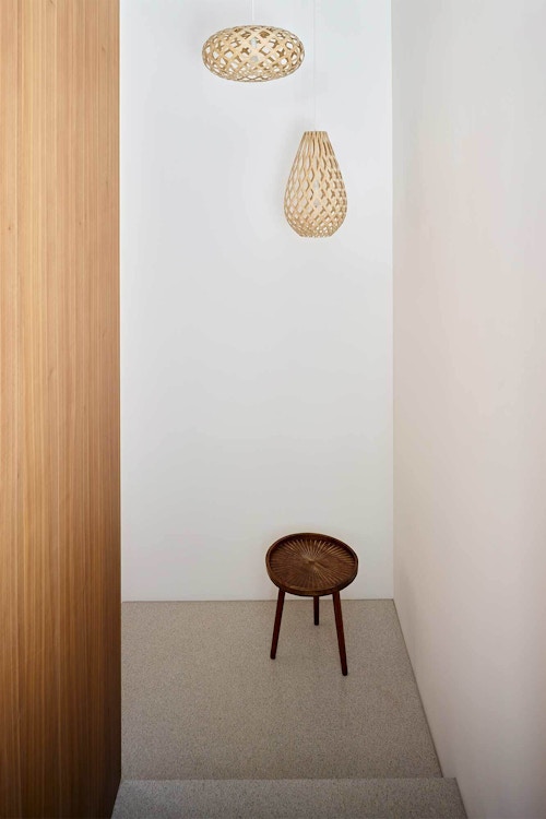 David Trubridge Design Kina 440 Koura 500 stairwell sustainable pendant lighting
