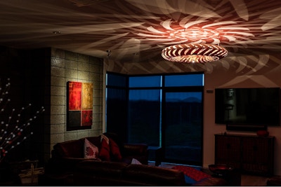 Maru Feature Light Designer David Trubridge Bamboo Plywood lighting 0000 Maru Red Installation 04