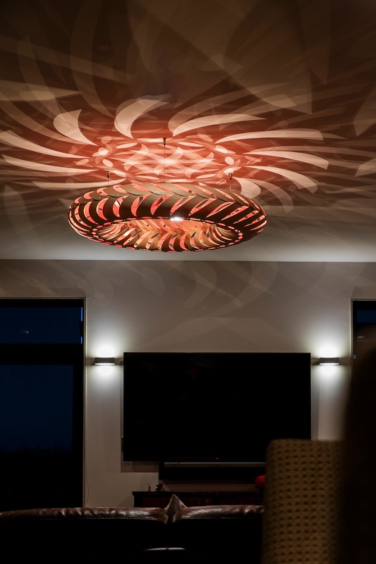 Maru Feature Lighting Designer David Trubridge New Zealand 0001 Maru Red Installation 03