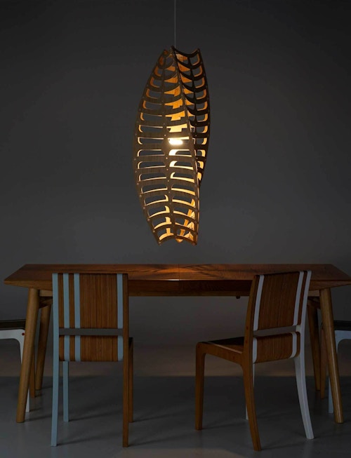 Toru Pendant Lighting Designer David Trubridge Verticall Table Chairs Dining Room